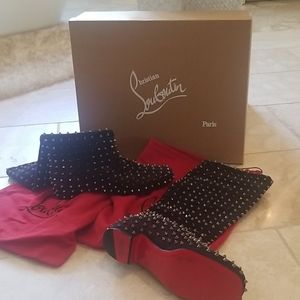 Christian louboutin studded flat boots size 38.5